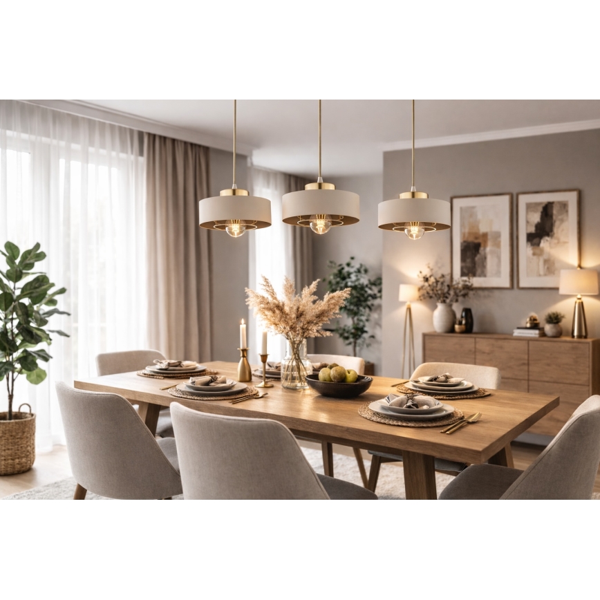 Brilagi - Taklampa med kabel SPRING 1xE27/60W/230V Ø 20 cm beige/guld
