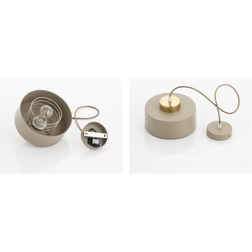 Brilagi - Taklampa med kabel SPRING 1xE27/60W/230V Ø 20 cm beige/guld