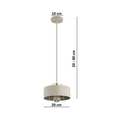 Brilagi - Taklampa med kabel SPRING 1xE27/60W/230V Ø 20 cm beige/guld
