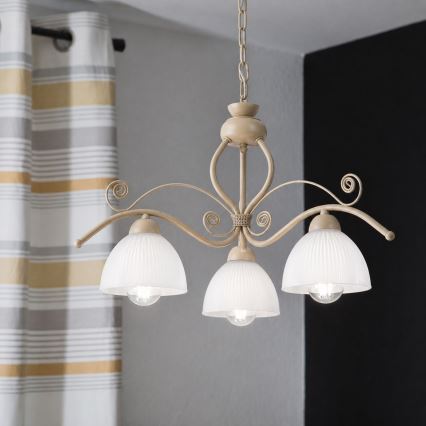 BRILAGI - Taklampa med kedja ANTICO MODERN 3xE27/60W/230V beige