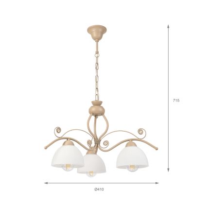 BRILAGI - Taklampa med kedja ANTICO MODERN 3xE27/60W/230V beige