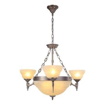 Brilagi - Taklampa med kedja DAHLIA 6xE27/40W/230V Ø 74 cm mässing