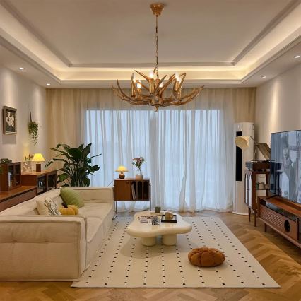 Brilagi - Taklampa med kedja DEER 6xE14/10W/230V Ø 70 cm med hjorthorn