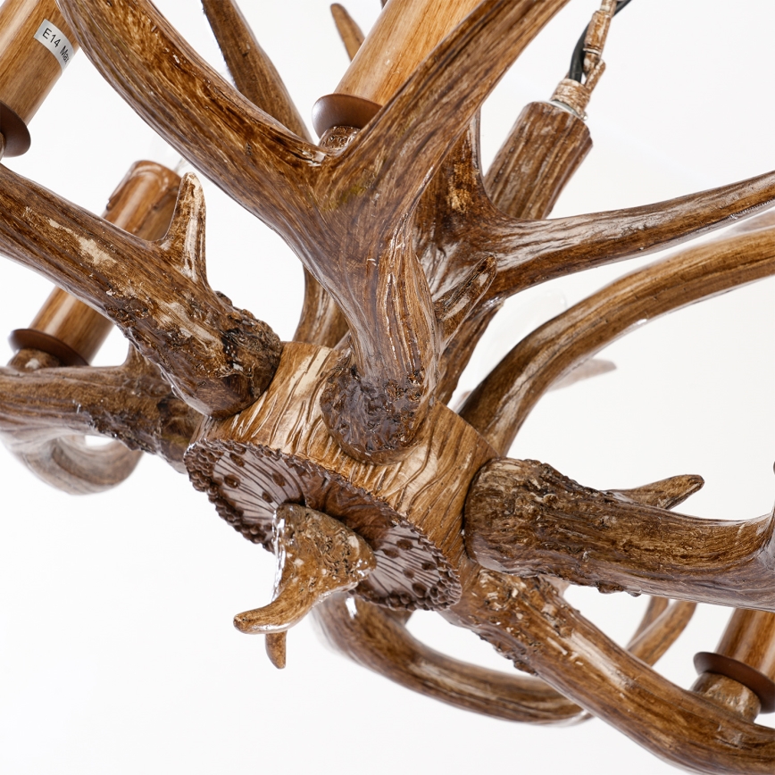 Brilagi - Taklampa med kedja DEER 6xE14/10W/230V Ø 70 cm med hjorthorn