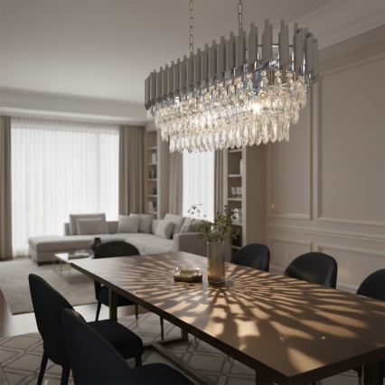 Brilagi - Taklampa med kedja ECLIPSE 10xE14/10W/230V 78x28 cm silverfärgad