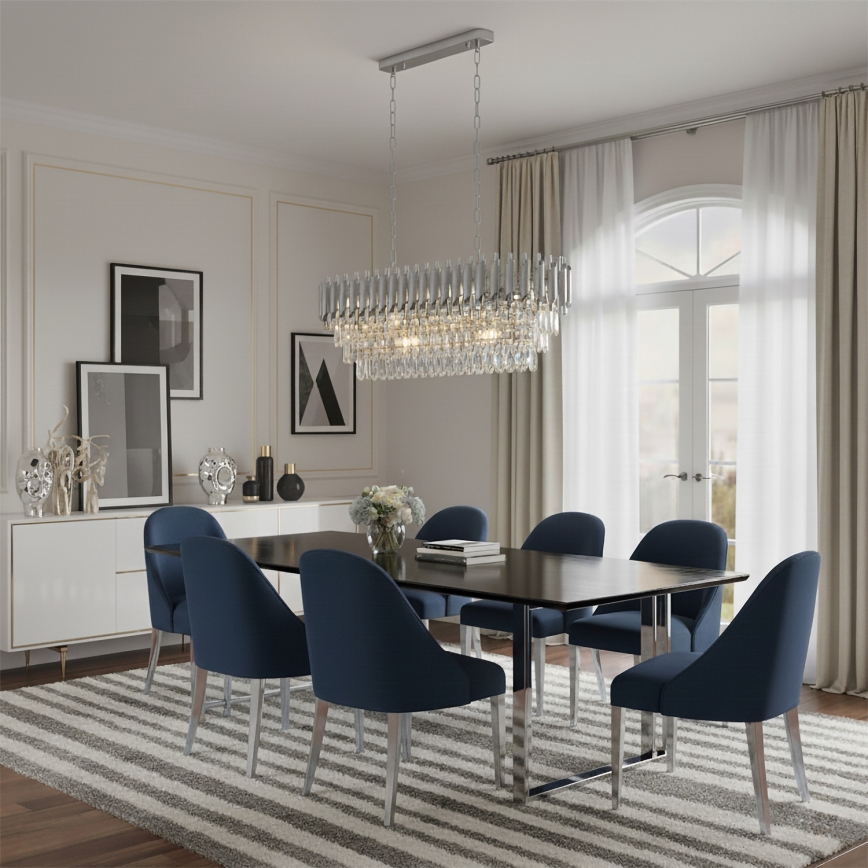 Brilagi - Taklampa med kedja ECLIPSE 10xE14/10W/230V 78x28 cm silverfärgad