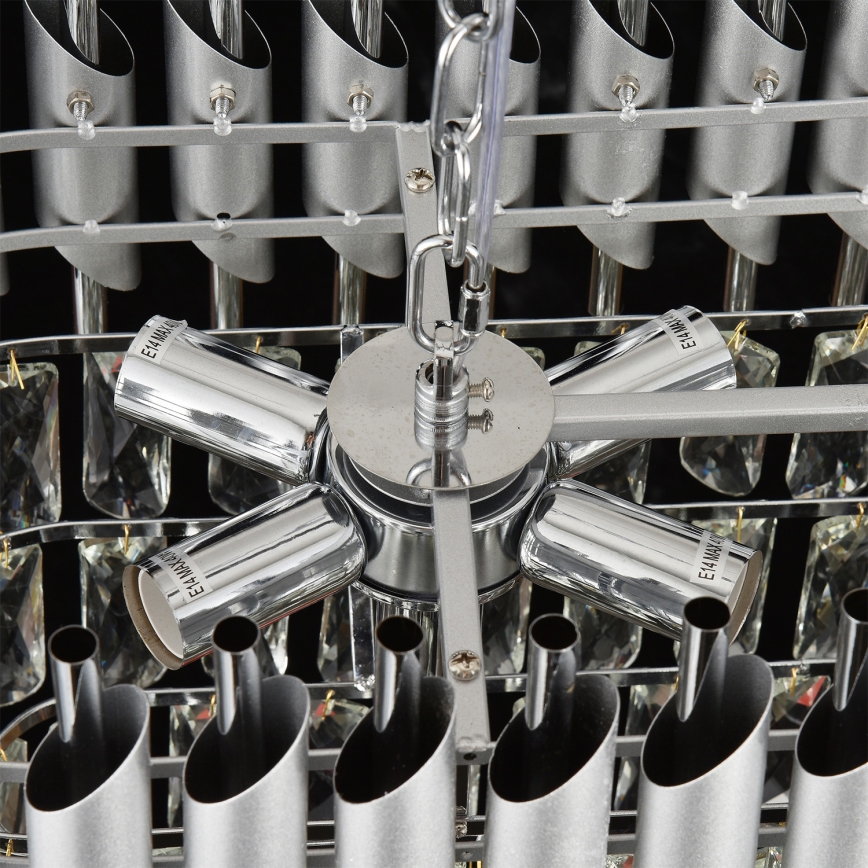 Brilagi - Taklampa med kedja ECLIPSE 10xE14/10W/230V 78x28 cm silverfärgad