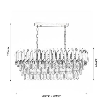 Brilagi - Taklampa med kedja ECLIPSE 10xE14/10W/230V 78x28 cm silverfärgad