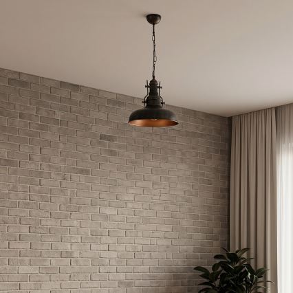 Brilagi - Taklampa med kedja PYRONIC 1xE27/40W/230V Ø 32 cm brons/patina