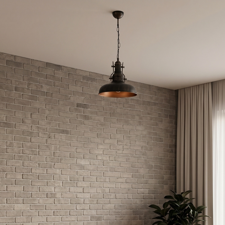 Brilagi - Taklampa med kedja PYRONIC 1xE27/40W/230V Ø 32 cm brons/patina