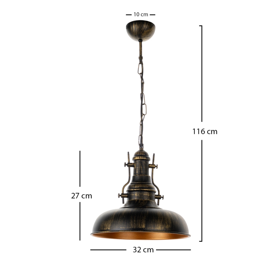 Brilagi - Taklampa med kedja PYRONIC 1xE27/40W/230V Ø 32 cm brons/patina