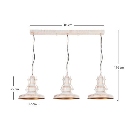 Brilagi - Taklampa med kedja PYRONIC 3xE27/40W/230V krämvit/patina