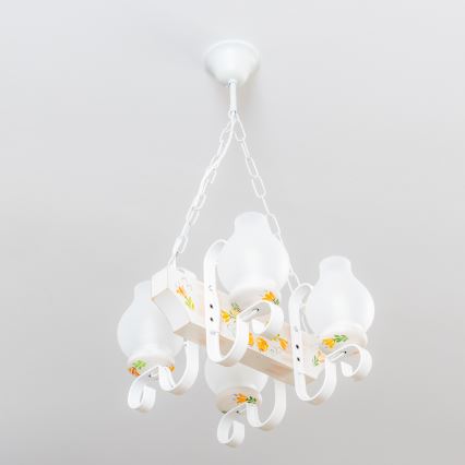 Brilagi - Taklampa med kedja QUEEN 4xE14/40W/230V bok/krämvit