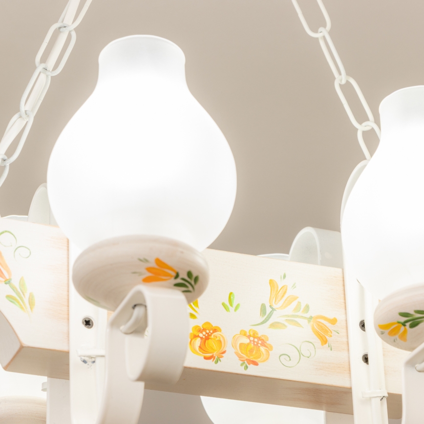 Brilagi - Taklampa med kedja QUEEN 4xE14/40W/230V bok/krämvit