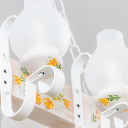 Brilagi - Taklampa med kedja QUEEN 4xE14/40W/230V bok/krämvit