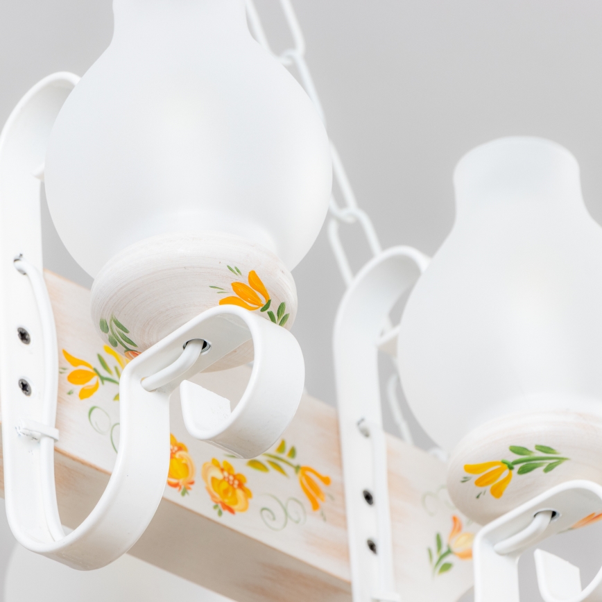 Brilagi - Taklampa med kedja QUEEN 4xE14/40W/230V bok/krämvit