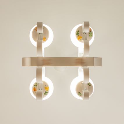 Brilagi - Taklampa med kedja QUEEN 4xE14/40W/230V bok/krämvit