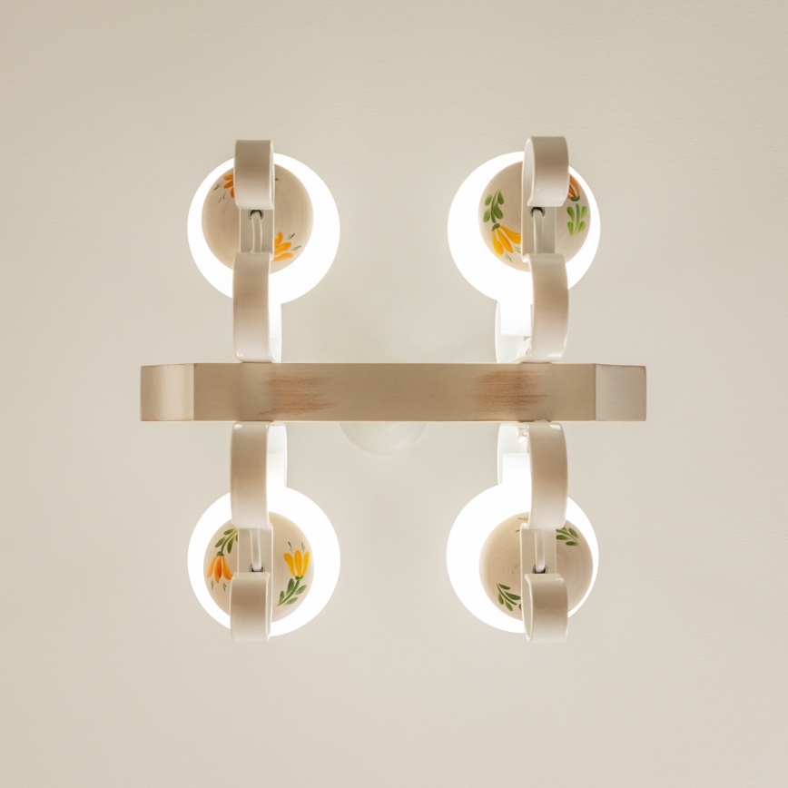 Brilagi - Taklampa med kedja QUEEN 4xE14/40W/230V bok/krämvit