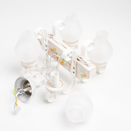 Brilagi - Taklampa med kedja QUEEN 4xE14/40W/230V bok/krämvit