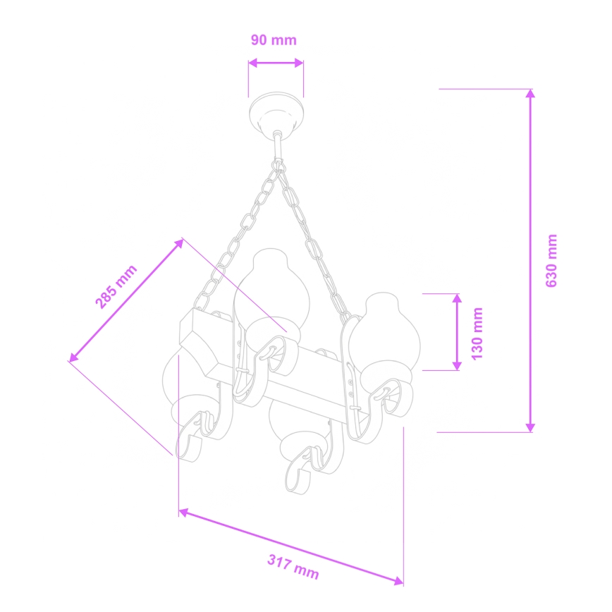 Brilagi - Taklampa med kedja QUEEN 4xE14/40W/230V bok/krämvit