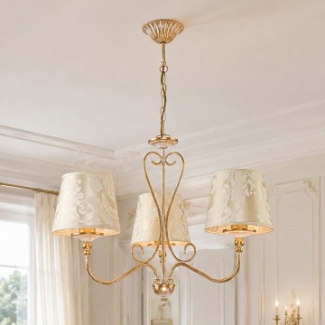 BRILAGI - Taklampa med kedja SONIA 3xE27/15W/230V Ø 64 cm, krämvit/patina