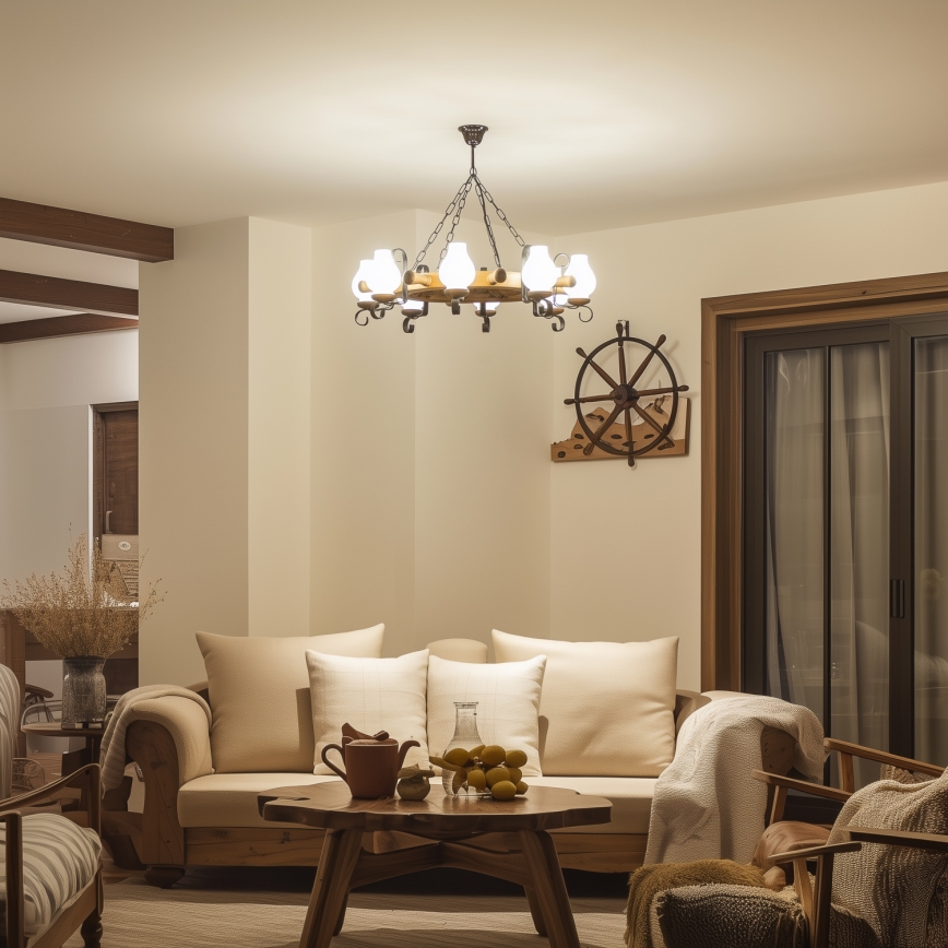 Brilagi - Taklampa med kedja TIMONA 8xE14/40W/230V Ø 70 cm bok