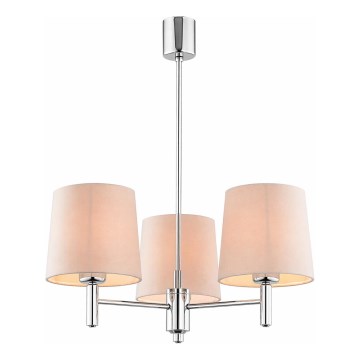 Brilagi - Taklampa med stång MONTE 3xE27/15W/230V beige/polerad krom
