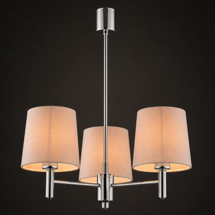 Brilagi - Taklampa med stång MONTE 3xE27/15W/230V beige/polerad krom