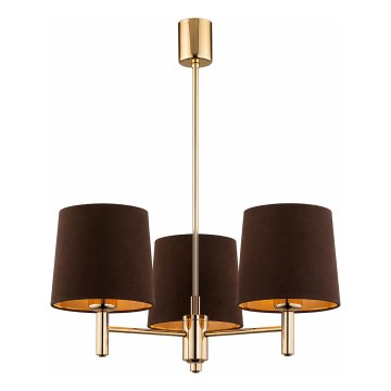 Brilagi - Taklampa med stång MONTE 3xE27/15W/230V brun/guld