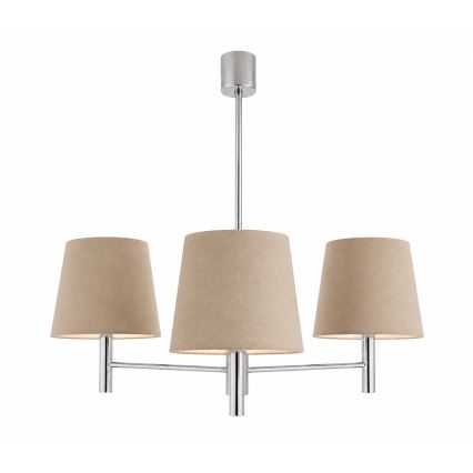 Brilagi - Taklampa med stång MONTE 3xE27/60W/230V beige/polerad krom