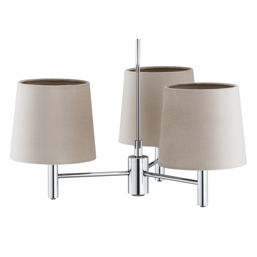 BRILAGI - Taklampa med stång MONTE 3xE27/60W/230V beige/polerad krom