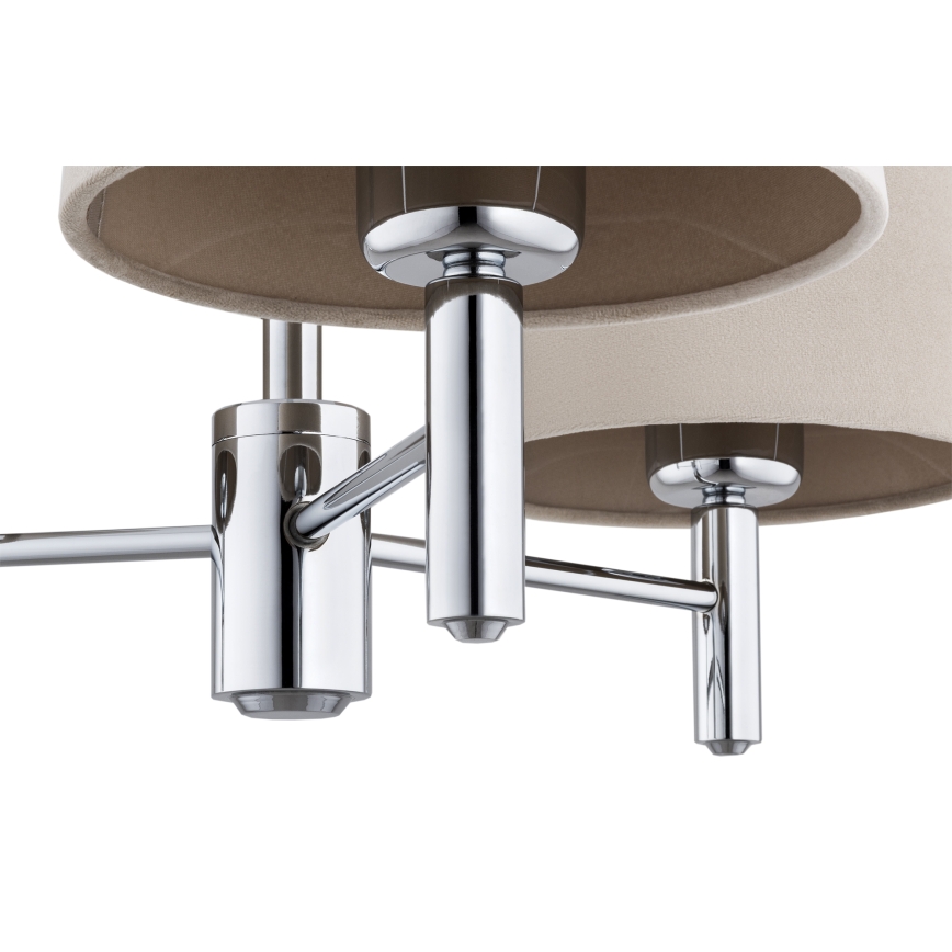 BRILAGI - Taklampa med stång MONTE 3xE27/60W/230V beige/polerad krom