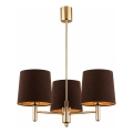 Brilagi - Taklampa med stång MONTE 3xE27/60W/230V brun/guld