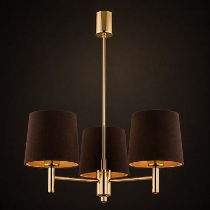 Brilagi - Taklampa med stång MONTE 3xE27/60W/230V brun/guld