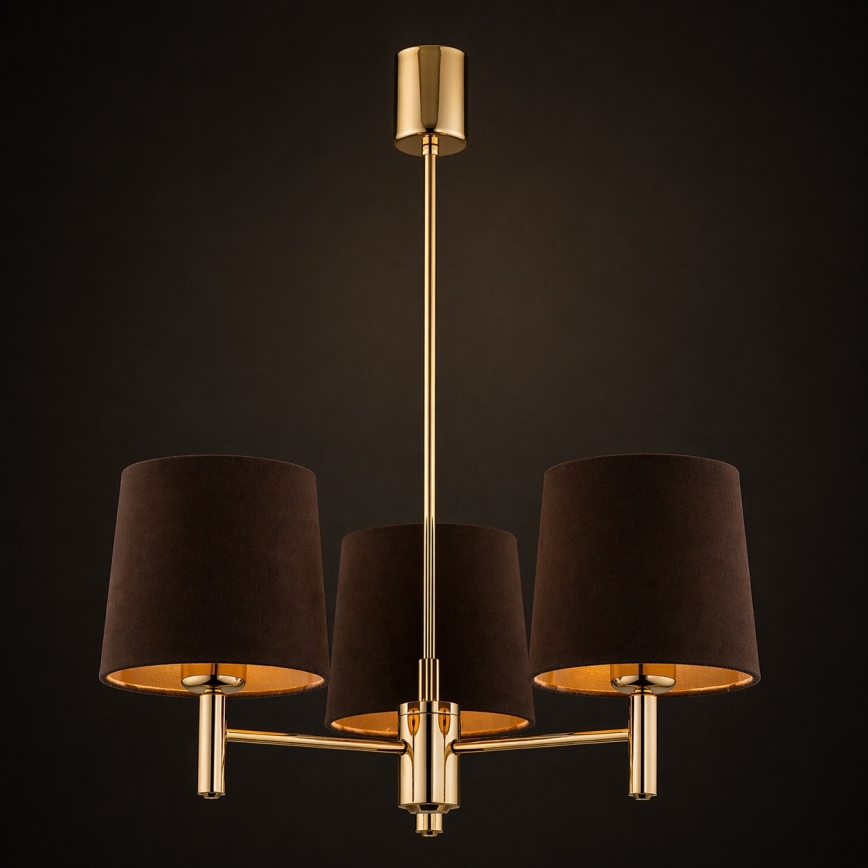 Brilagi - Taklampa med stång MONTE 3xE27/60W/230V brun/guld
