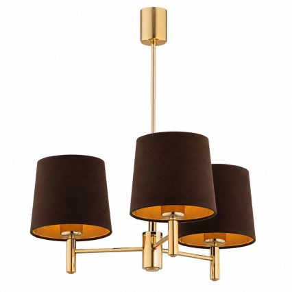BRILAGI - Taklampa med stång MONTE 3xE27/60W/230V brun/guld