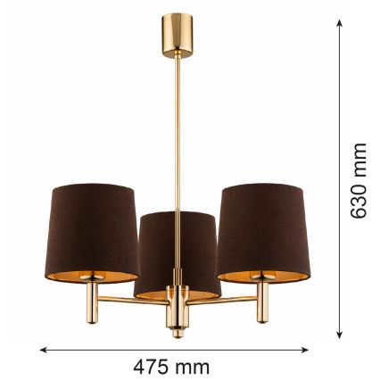 BRILAGI - Taklampa med stång MONTE 3xE27/60W/230V brun/guld