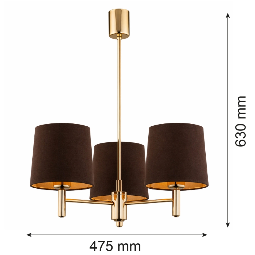 BRILAGI - Taklampa med stång MONTE 3xE27/60W/230V brun/guld