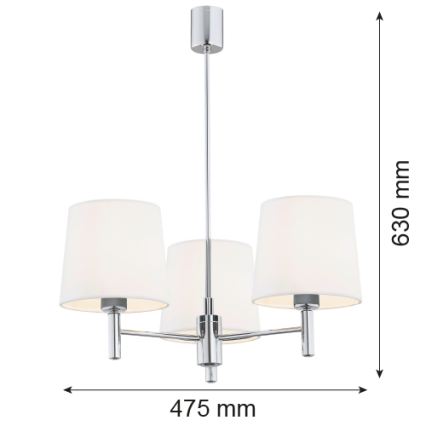 BRILAGI - Taklampa med stång MONTE 3xE27/60W/230V krämvit/blank krom