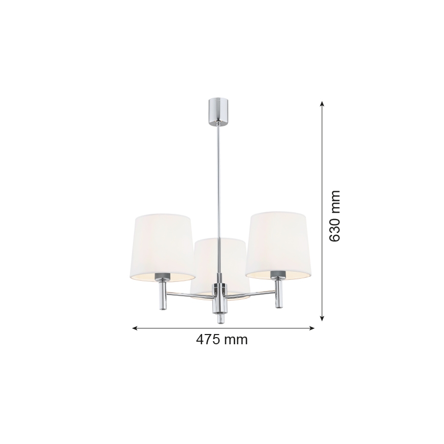 BRILAGI - Taklampa med stång MONTE 3xE27/60W/230V krämvit/blank krom