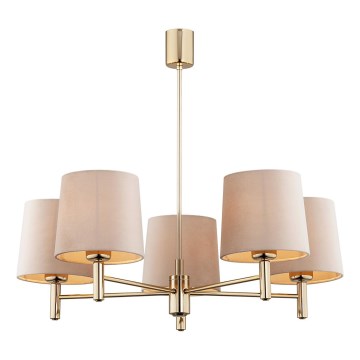Brilagi - Taklampa med stång MONTE 5xE27/15W/230V beige/guld