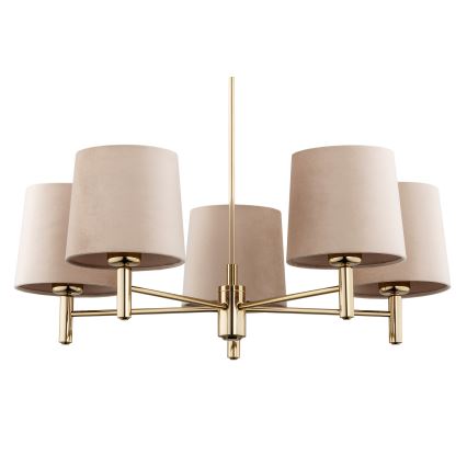 Brilagi - Taklampa med stång MONTE 5xE27/15W/230V beige/guld