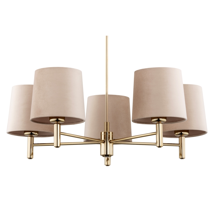 Brilagi - Taklampa med stång MONTE 5xE27/15W/230V beige/guld