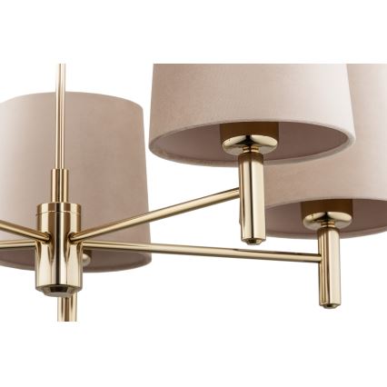 Brilagi - Taklampa med stång MONTE 5xE27/15W/230V beige/guld