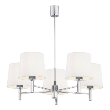 Brilagi - Taklampa med stång MONTE 5xE27/15W/230V krämvit/blank krom