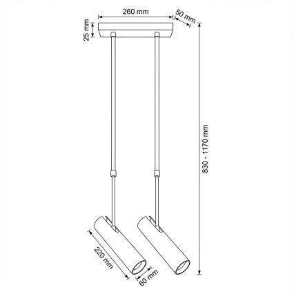 Brilagi - Taklampa med stång SELE 2xGU10/30W/230V beige