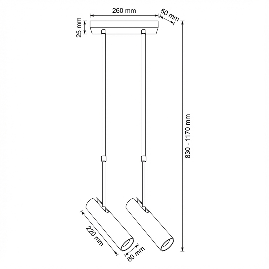 Brilagi - Taklampa med stång SELE 2xGU10/30W/230V beige