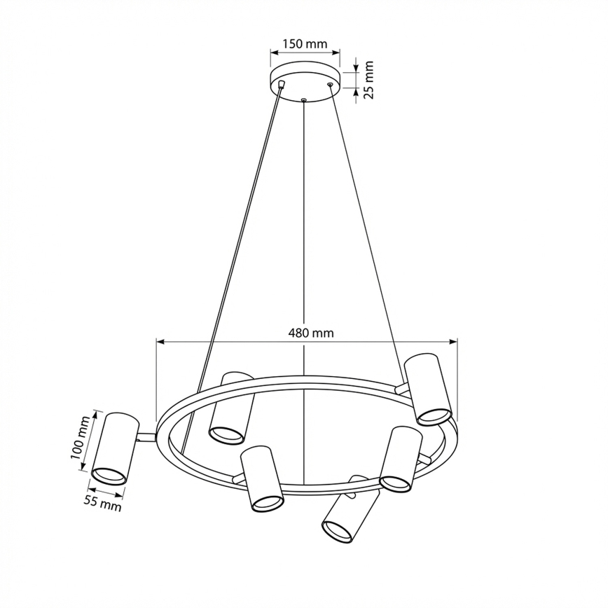 Brilagi - Taklampa med vajer SELE 6xGU10/30W/230V svart