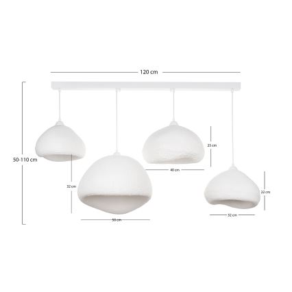 Brilagi - Taklampa med vajer WABI SABI 4xE27/40W/230V vit