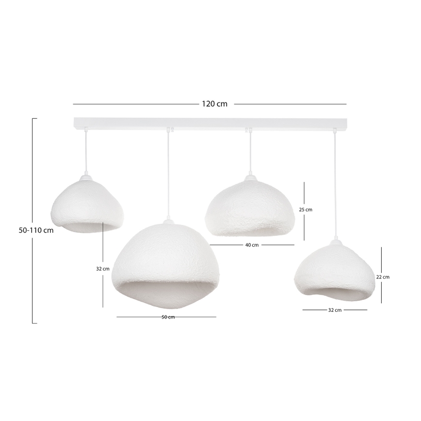 Brilagi - Taklampa med vajer WABI SABI 4xE27/40W/230V vit